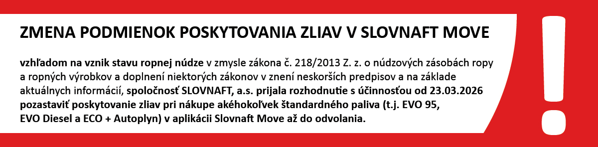 Zmena podmienok poskytovania zliav v Slovnaft Move 